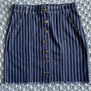 Pinstripe denim skirt